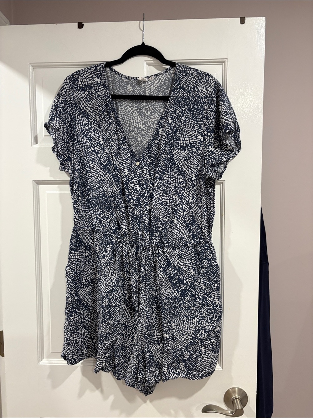 GAP Navy and White Printed V-Neck Romper